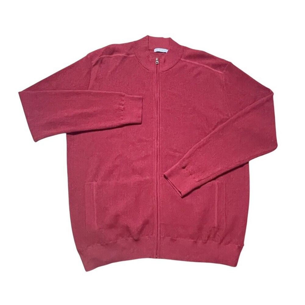 MFH Knits Pure Baby Alpaca Full Zip Lightweight Jacket Peru Red Size XL Men